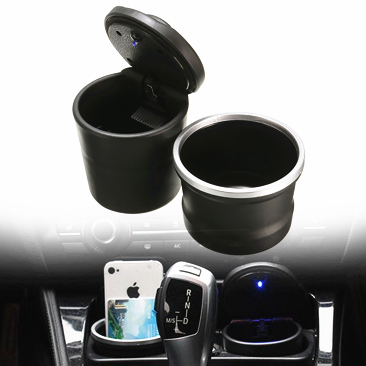 

PBT Portable Detachable Car Ashtray Smoke Cup Storage Holder with Blue LED Light for BMW