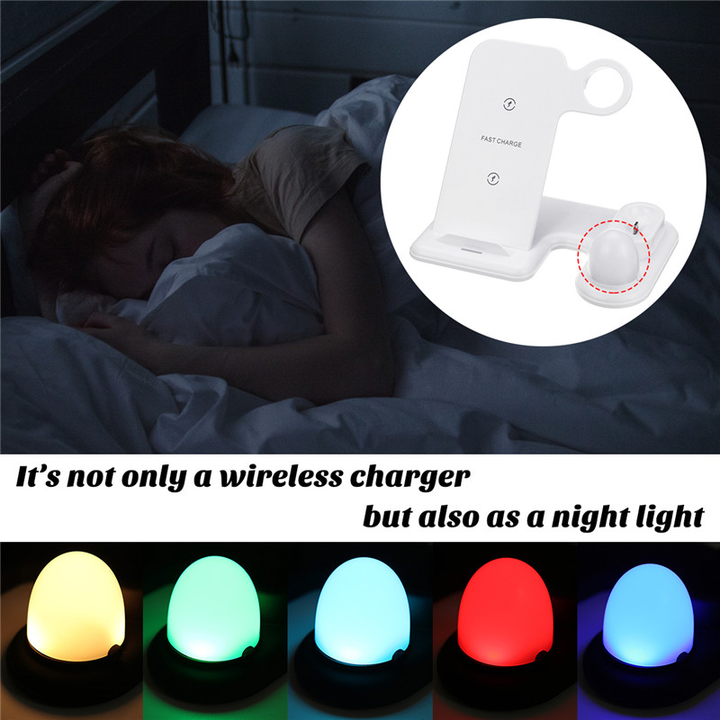 Bakeey 4 In 1 Wireless Charger 10W/7.5W/5W Night Light Quick Charging Stand For iPhone XS 11Pro Apple Watch 5/4/3/2/1 Airpod