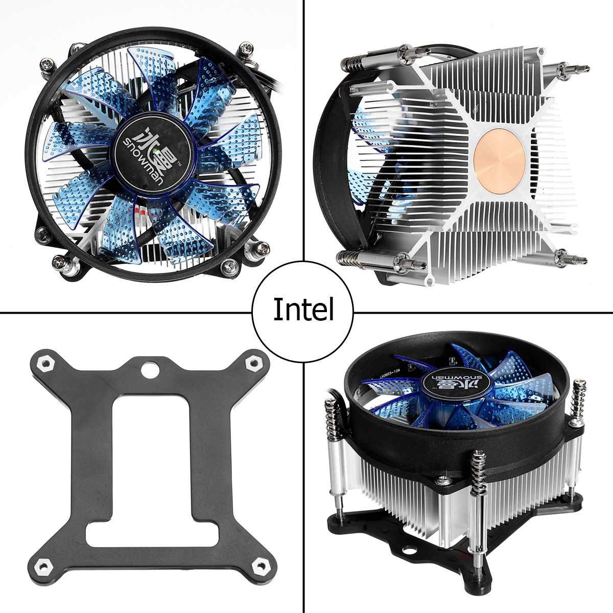 12V DC Copper Core CPU Cooler Fan Computer Cooling Fan Ultra Quiet LED CPU Fan for AMD/Intel 115X 12