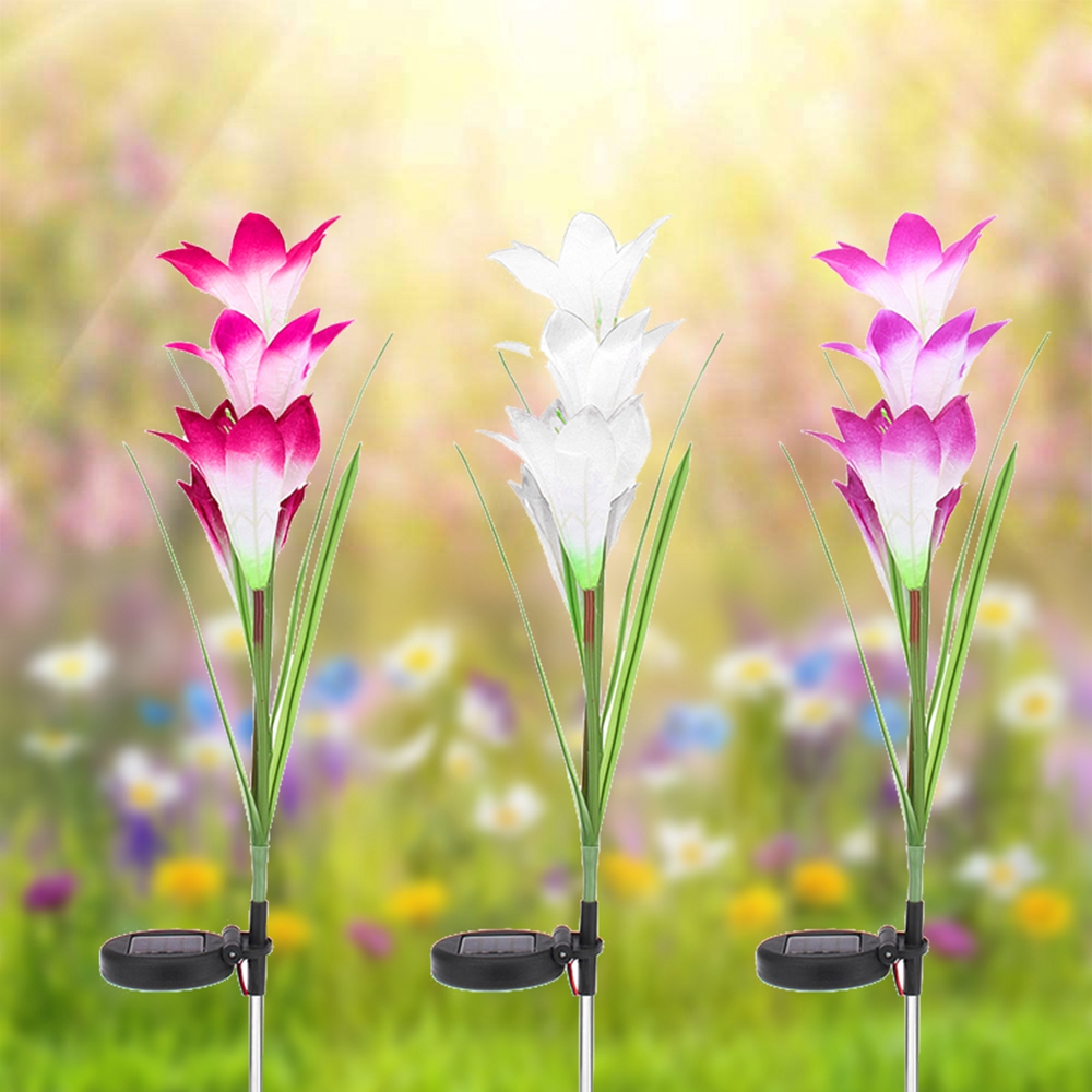 

Colorful 4 LED Водонепроницаемы Светлый контроль Солнечная Светлый цветок лилии Ландшафт Лампа для На открытом воздухе Сад