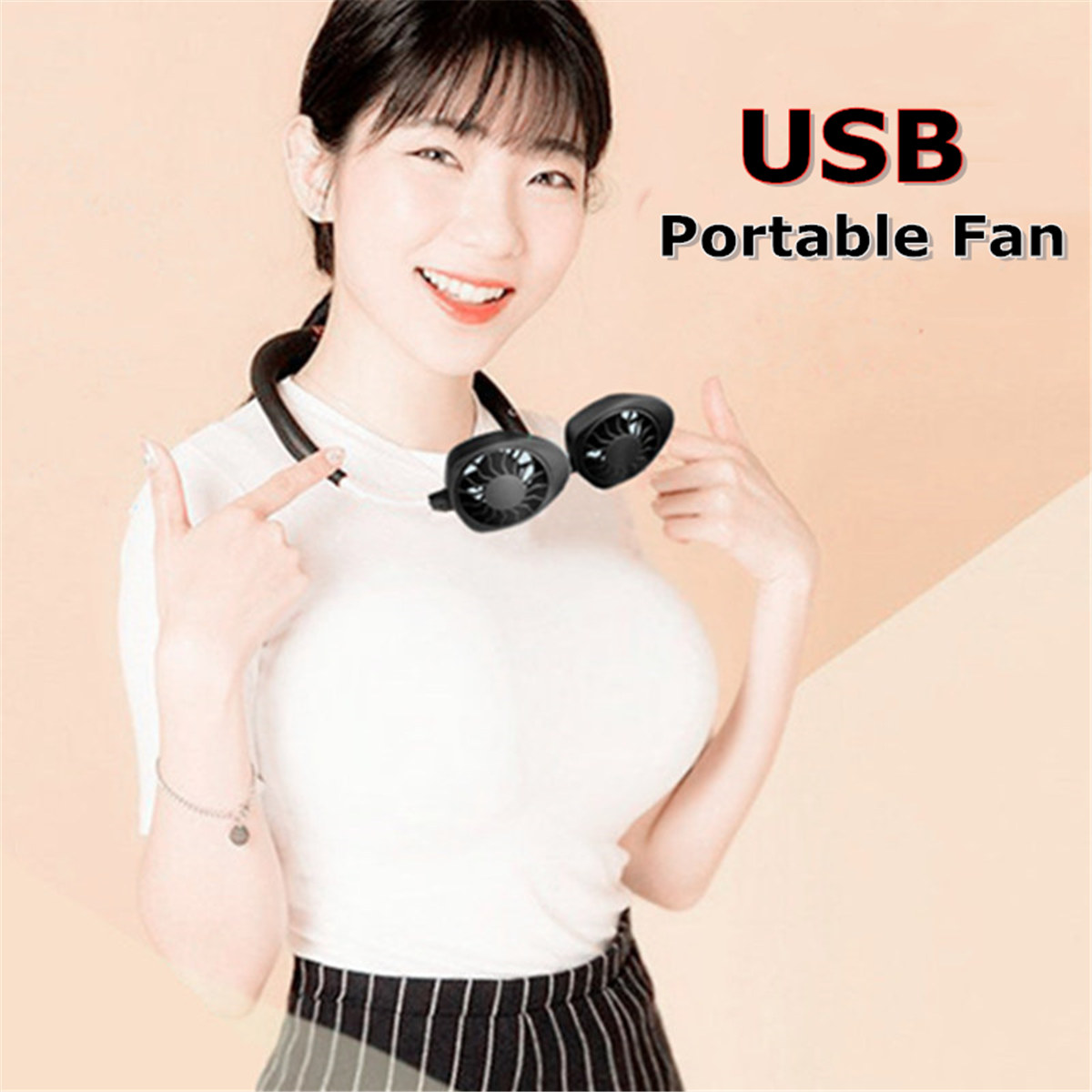 ABS Portable Mini Fan Hands Free Li-ion Battery USB Rechargable Hanging Neck Personal Sport Fan Mini Air Fan 18