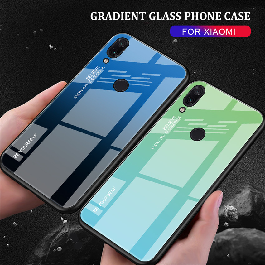 Bakeey™ Gradient Color Tempered Glass + Soft TPU Back Cover Protective Case for Xiaomi Redmi Note 7 / Note 7 Pro Non-original