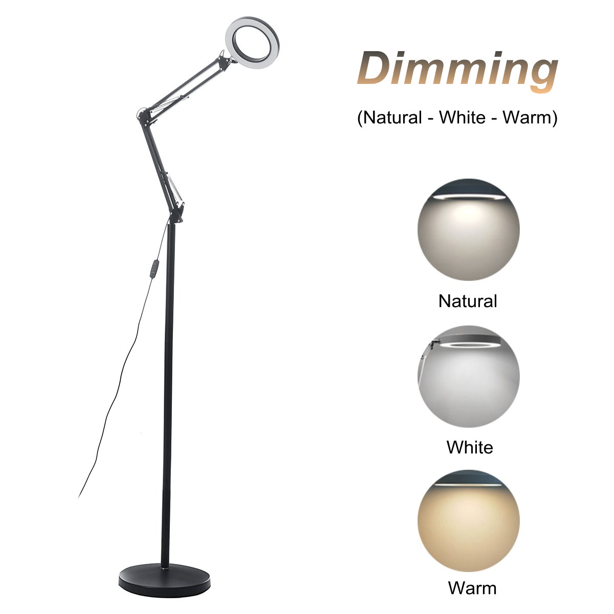 12W Modern Dimmable LED Floor Lamp Light Standing Craft Reading Lamps Adjustable