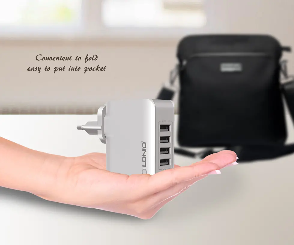 LDNIO 4 USB Ports 4.4A Fast Charging EU UK Plug Wall Travel Charger for iPhone 7 iPad Samsung Xiaomi