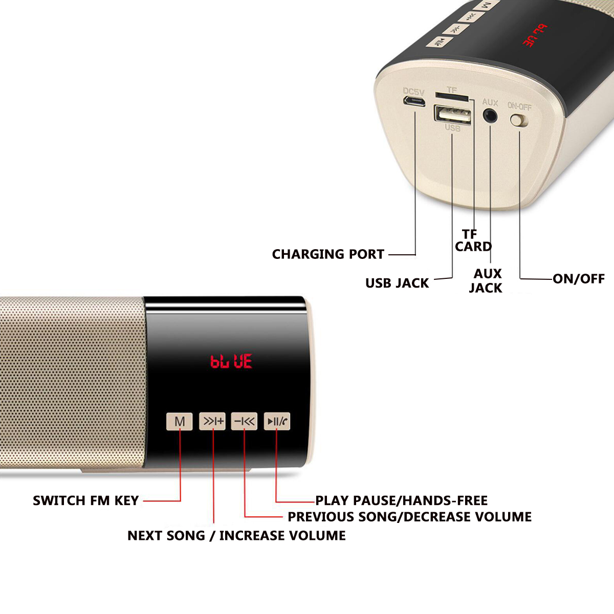 Wireless TV Bluetooth Sound Bar Home Theater Subwoofer Mini Soundbar Speaker 3D Sound Effects 360° Surround Sound