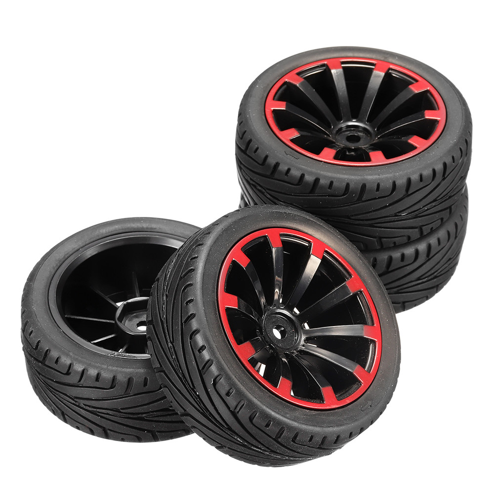 AUSTAR 4PC 68*26mm Rubber Racing Tires Tyre Wheel Rim for 1/10 On-Road Rc Car Parts - Photo: 2