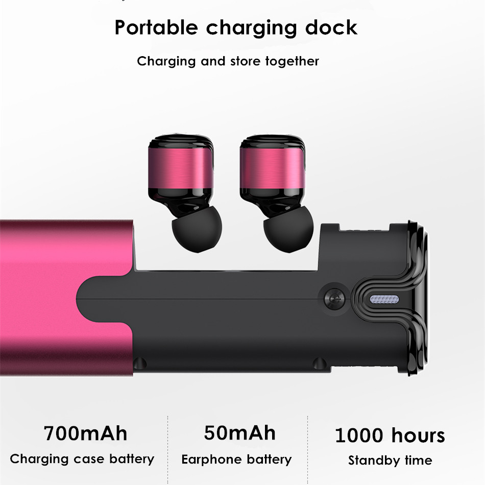 [Truly Wireless] AWEI T8 Mini Stereo Heavy Bass Bluetooth Earphones With Charger Box Power Bank 19