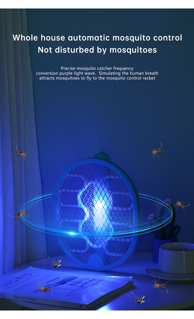 AGSIVO 3 In 1 3000V Cordless Rechargeable Electric Mosquito Bug Zapper Foldable Handheld Mosquito Killing Lamp