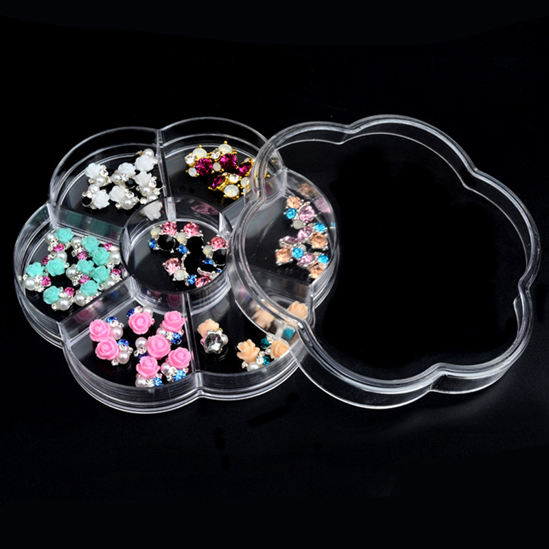Compartment Empty Storage Case  Dired Flower Nail Art Product Earring Jewelry Container Box