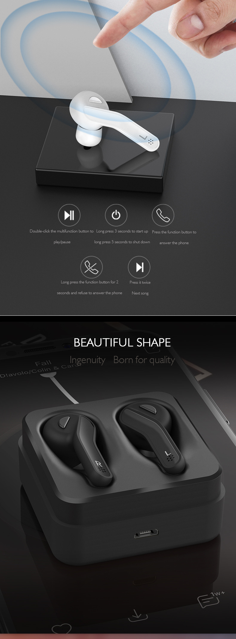 [Bluetooth 5.0] Aipao T88 TWS True Wireless Earphone HiFi Stereo Headphones with Charging Box 15