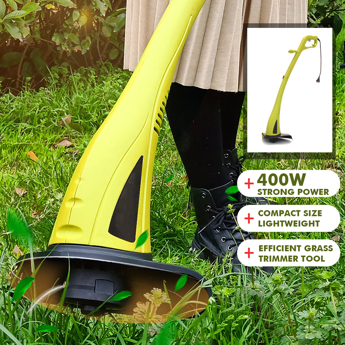 400W 220V Electric Corded Garden Grass Trimmer Edge Weed Strimmer String Tool Lawn Mower