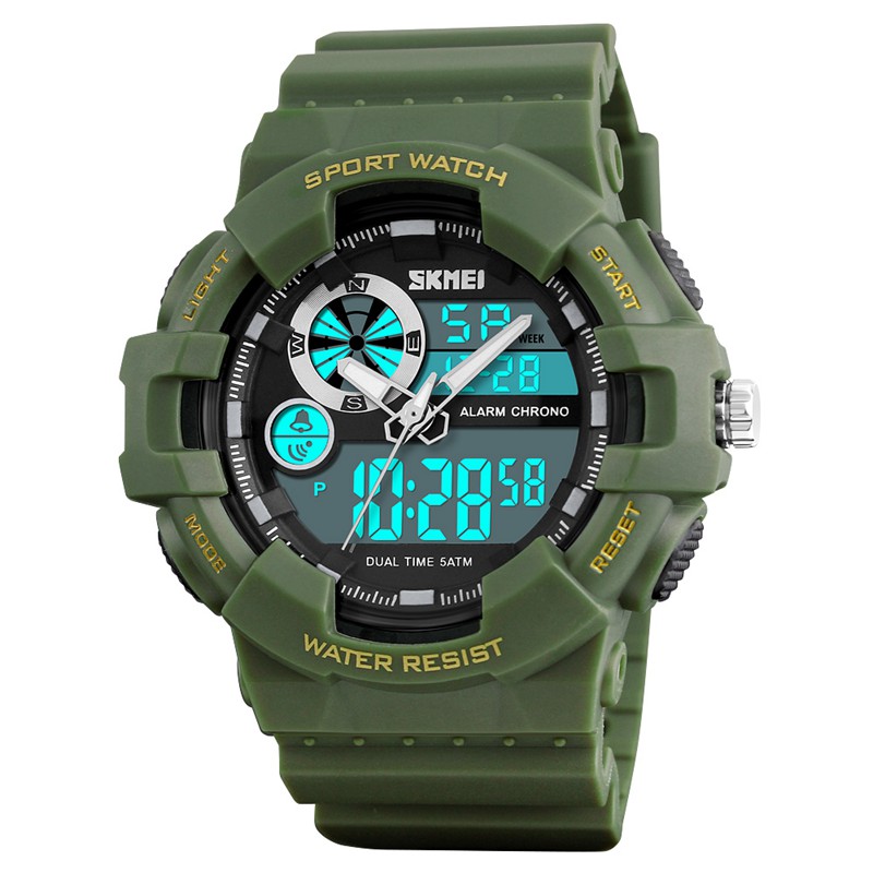 

SKMEI 1312 Цифровые часы Dual Дисплей Военный 50M Водонепроницаемы LED Спортивные Мужские Часы