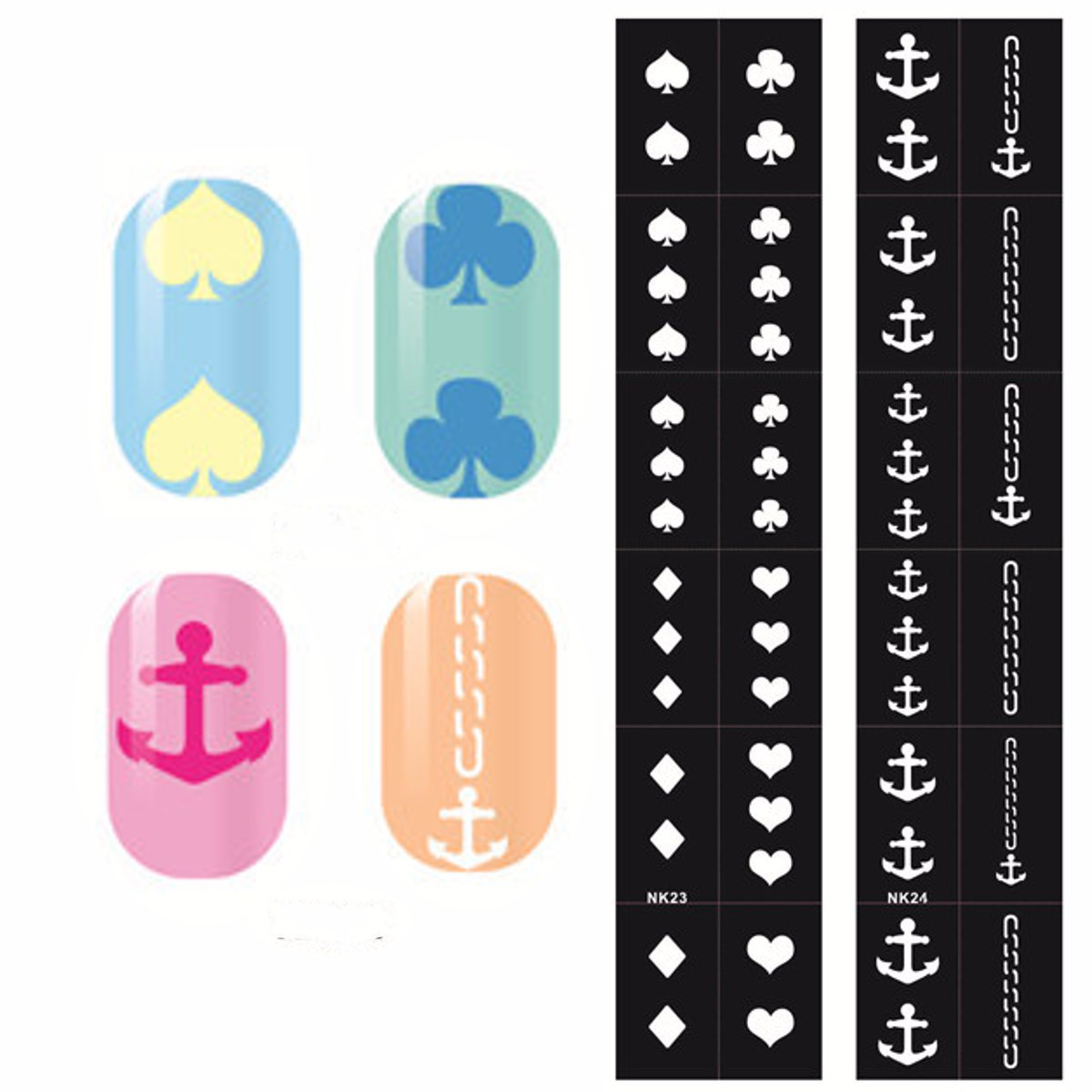 Nail Art Stencils Designs Vinyl Diecut Stickers Decal Decoration Tool