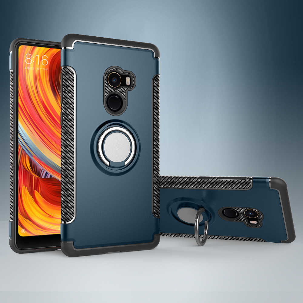 Bakeey Armor Shockproof Magnetic 360° Rotation Ring Holder TPU PC Protective Case For Xiaomi Mix 2 Non-original
