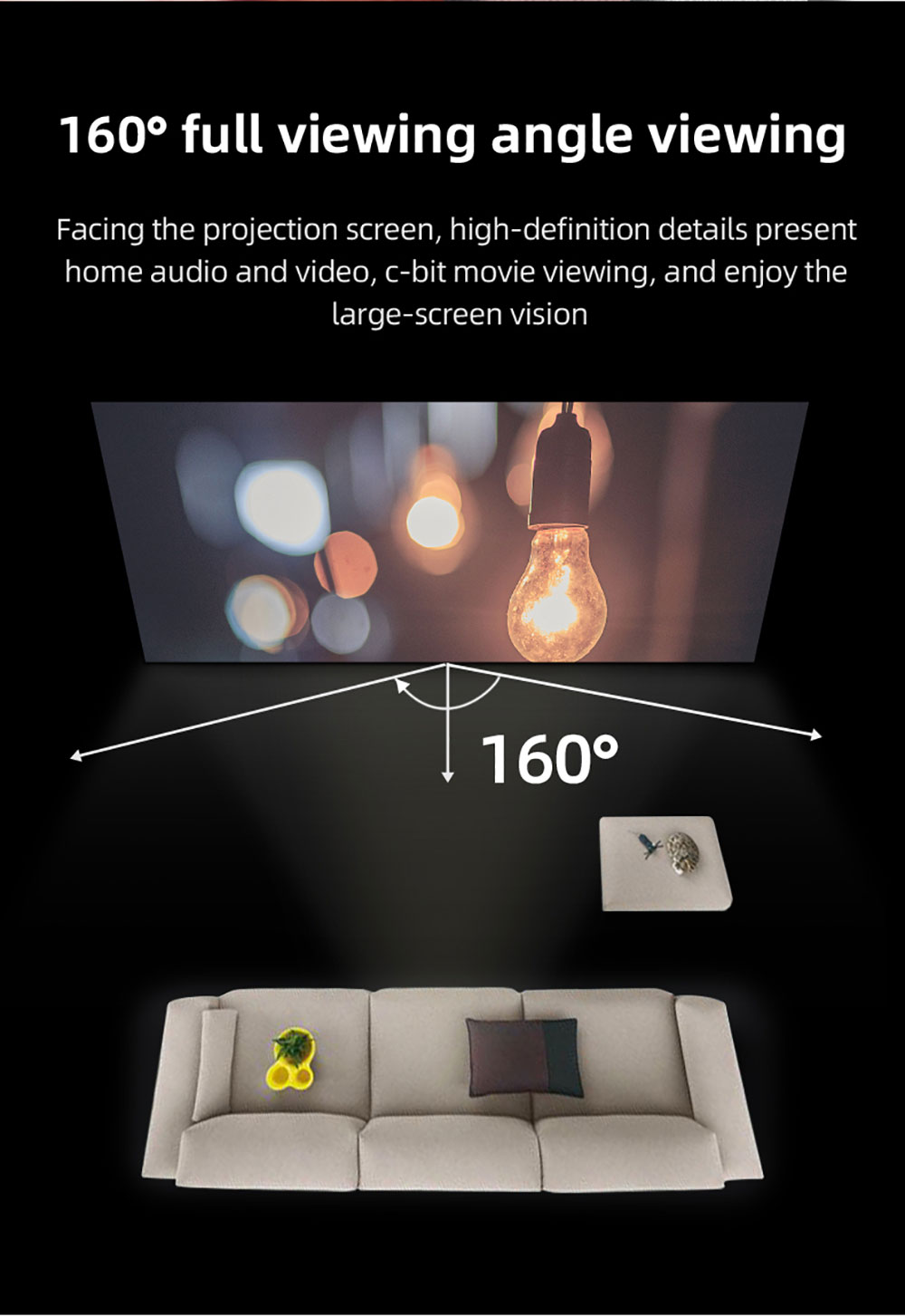 VEIDADZ Wall Hanging Projector Screen 4K HD Anti-light White Grid Screen 72inch 160° Full Viewing 16:9 Anti-wrinkle Waterproof Home Theater Projection Curtain