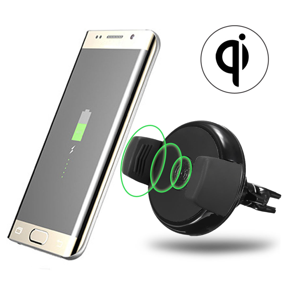 Qi Wireless Air Vent Car Mount Charger Dock Mount Holder For Samsung S8 S7
