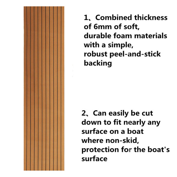 600x2400x5mm Brown Black Teak Decking EVA Foam Marine Flooring Faux Boat Decking Sheet