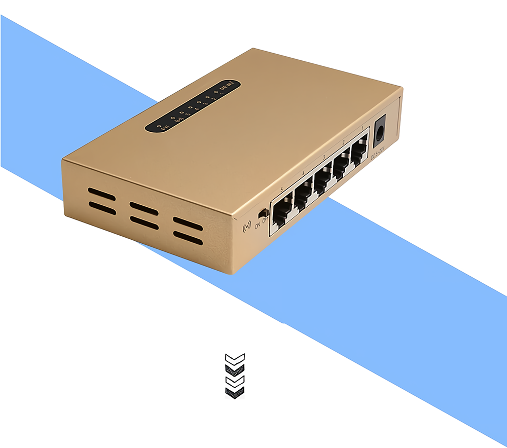 DIEWU 5-port 100Mbps Switch Wall Mounted Enterprise Metal Network Hub Splitter Fast Ethernet Switch