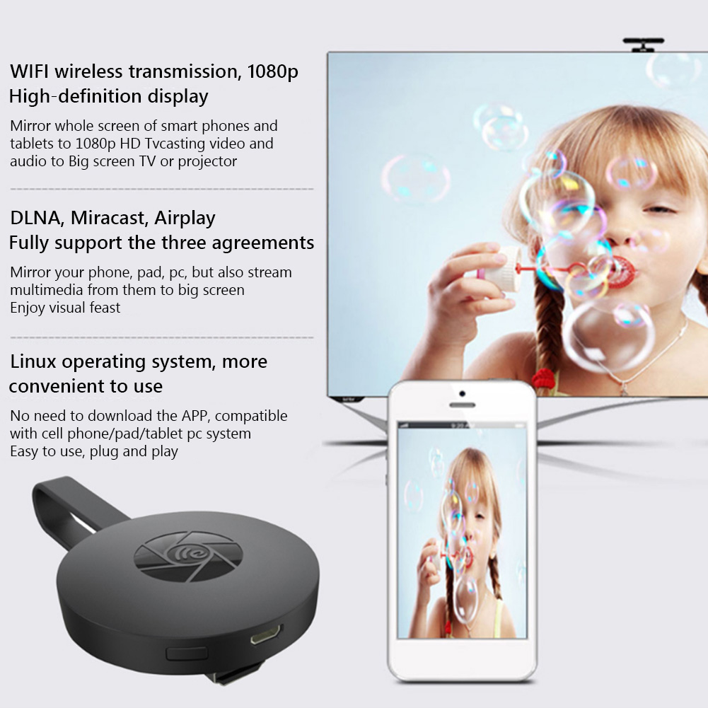 To TV 2.4G 4K Wireless WiFi Mirroring Cable HDMI-compatible Adapter 1080P Display Dongle For IPhone Android Phone