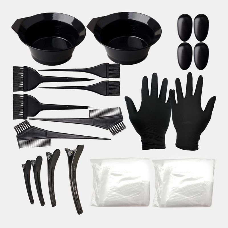 22 Pcs Hair Coloring Tool Set Comb Brush Disposable Shower Cap Latex Gloves Hairdressing Tools
