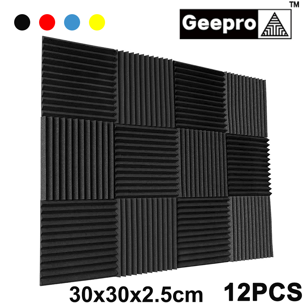12pcs 30x30x2.5cm Acoustic Foam Soundproof Studio Foam Soundproofing Panels Cinema Muffler Sponge Absorption Treatment Panel for Walls Sound Absorbing
