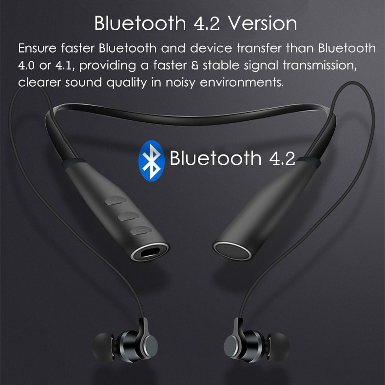 Wireless Bluetooth Neckband Headphone Magnetic Adsorption TF Card Stereo Earphone Headset with Mic 7
