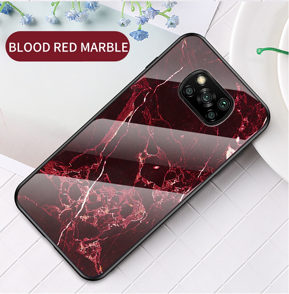 Bakeey for POCO X3 PRO /  POCO X3 NFC Case Marble Pattern Colorful Tempered Glass Shockproof Scratch-Resistant Protective Case Non-original