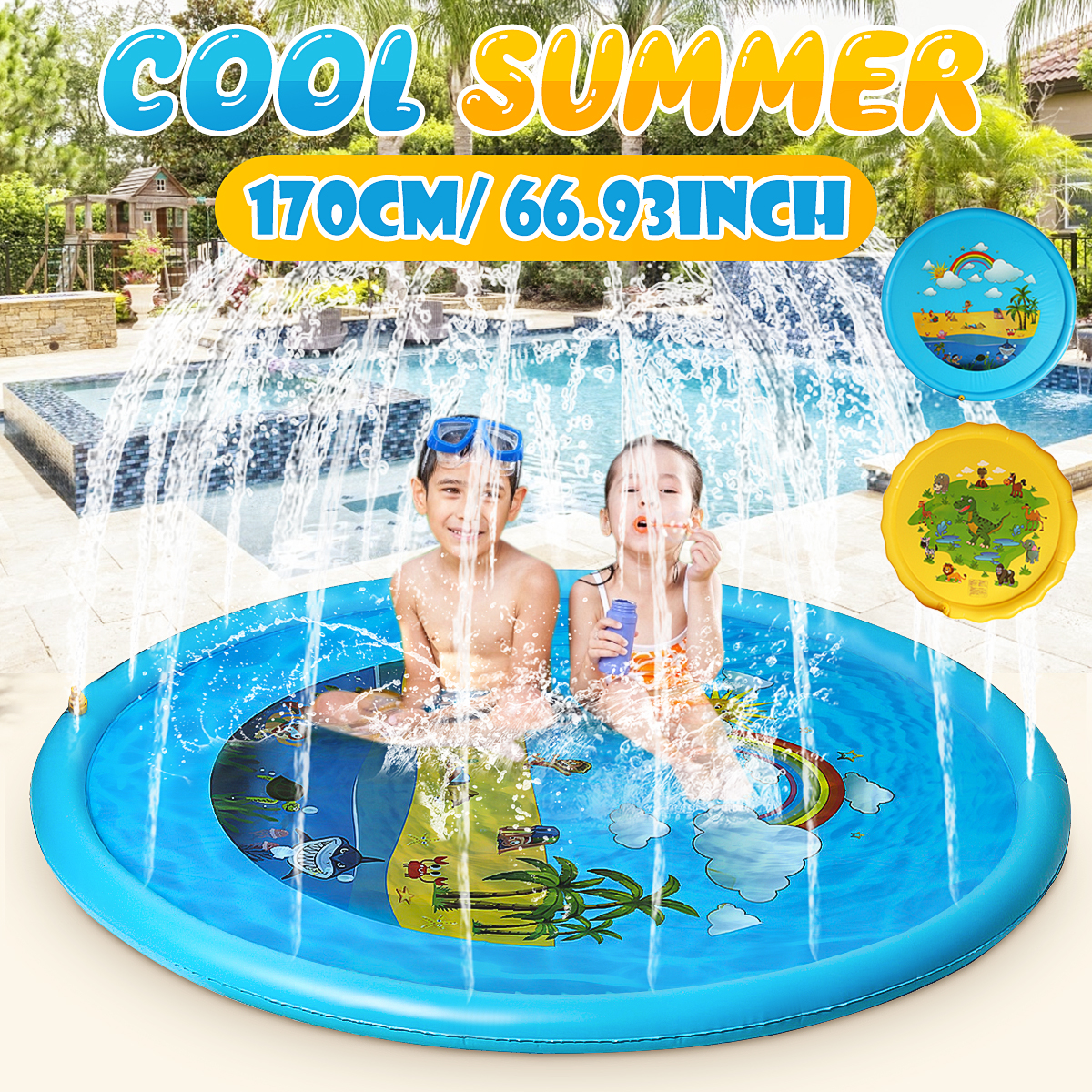 170CM Garden Water Spray Pad Kids Sprinkler Splash Play Mat Summer Toys