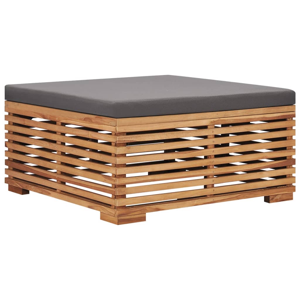 Garden Table and Footrest Set&Dark Gray Cushion Solid Teak Wood