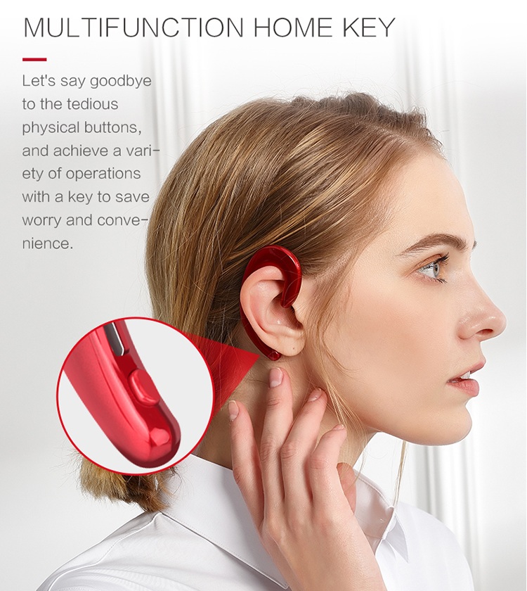 K8 Bone Conduction Earhook Wireless Bluetooth Earphone Noise Cancelling Stereo Headphone with Mic