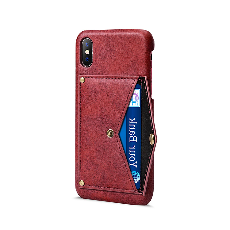 KANJIAN PU Leather Card Slot Bracket Protective Case for iPhone X