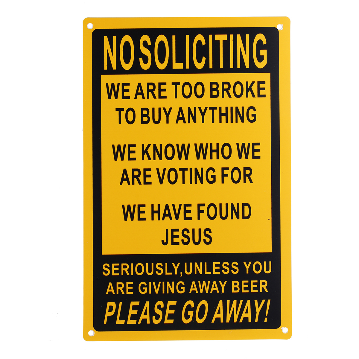 

18x28cm Plastic Warning Sign Sticker No Soliciting Funny Sign Go Away Front Door Novelty Gift