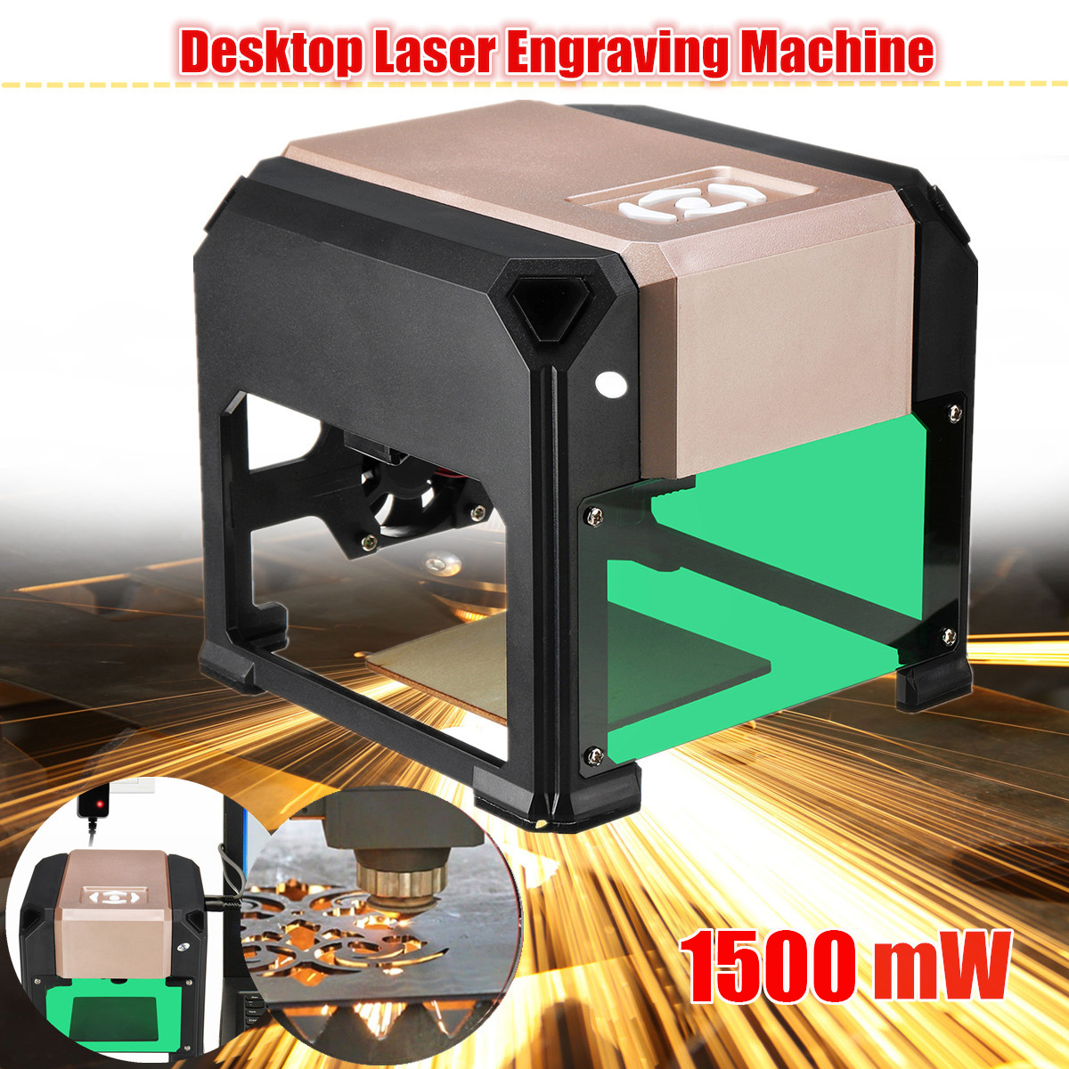 1500mW CNC USB DIY Logo Mini Desktop Laser Engraving Machine Engraver Printer Carver 10