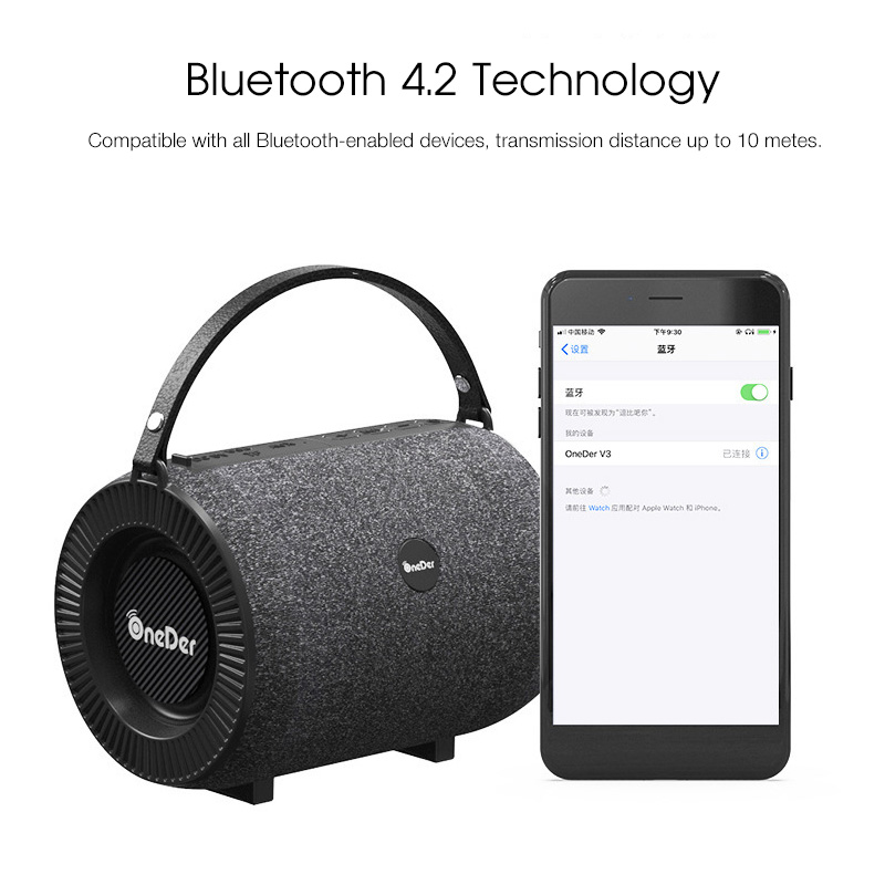 OneDer V3 HiFi Wireless bluetooth Speaker Stereo TF Card AUX Portable Outdoor Speaker with Mic