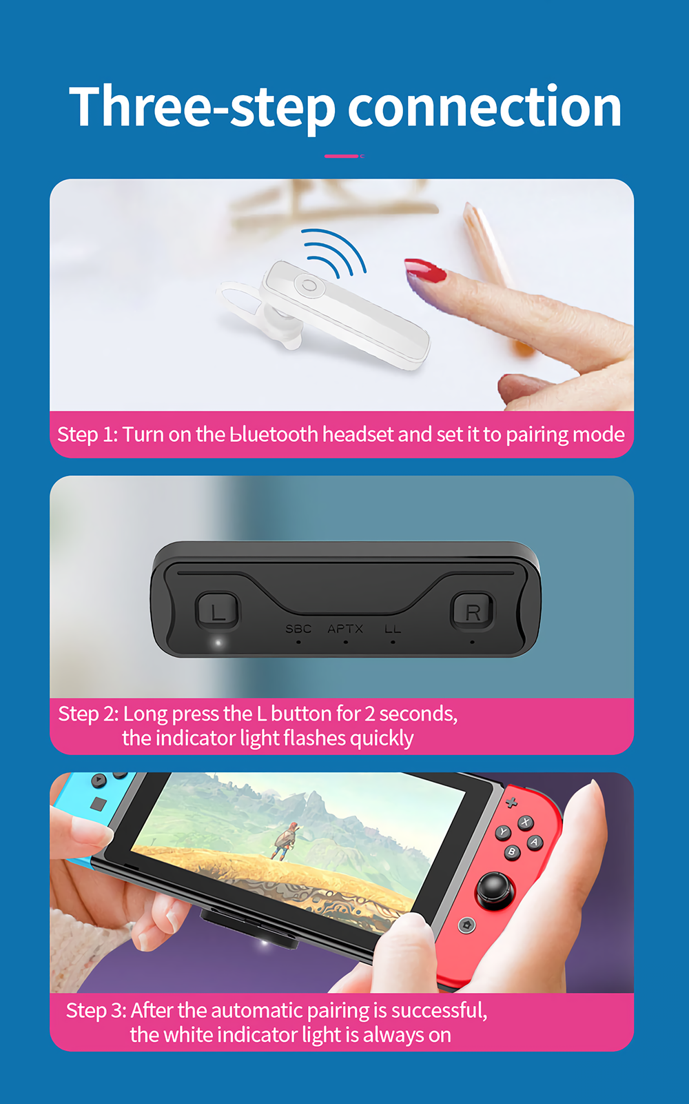 Type-C 5.0 bluetooth Audio Transmitter One to Two bluetooth Adapter with USB Adapter For PS4 Computer TV Switch