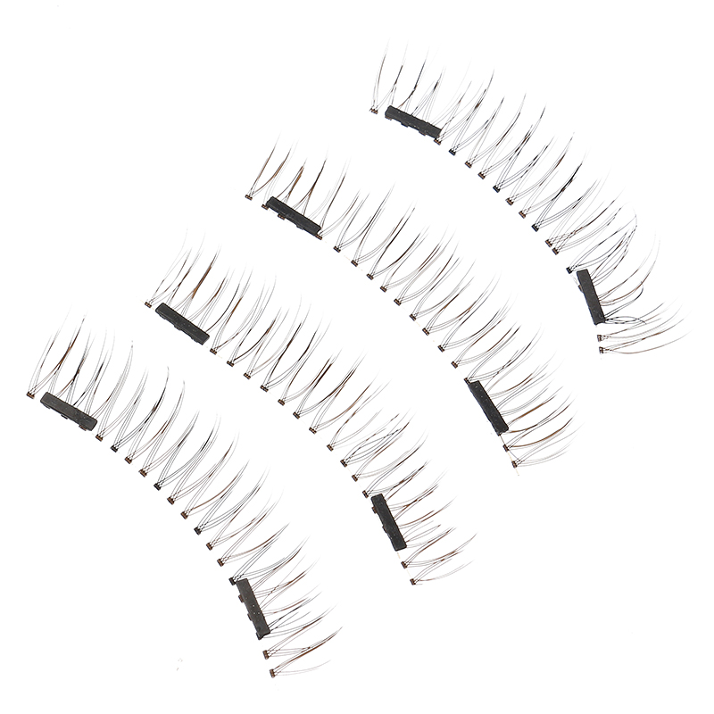4Pcs Dual Magnetic 3D False Eyelashes Long Natural Eyelashes Extension