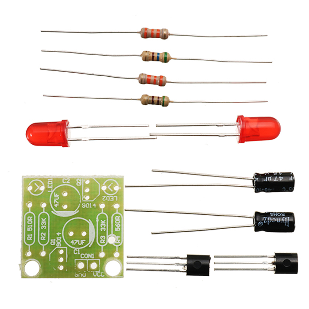 5pcs DC 3-14V DIY Simple LED Red Flashlight Circuit Kits DIY Multiharmonic Oscillating Electronic Circuit Sets PCB Board + Electronic Components + Ins 13