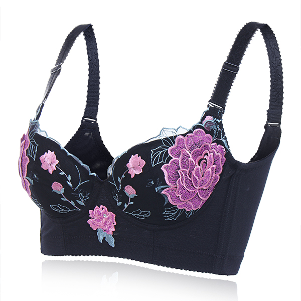 Floral Lace Embroidery Push Up Adjustment Women Bras