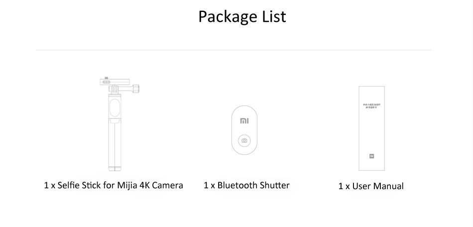 Mijia XXJZPG01YM Bluetooth Selfie Stick Tripod Monopod for Xiaomi Mijia 4K Mini Sport Camera