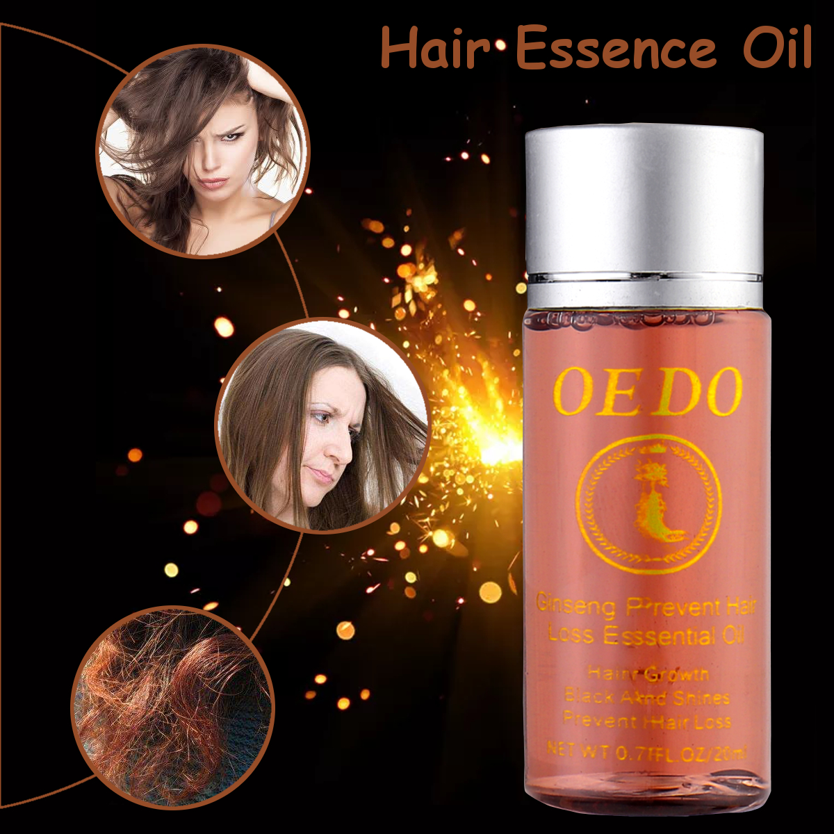 Ginseng Hair Care Regrowth Essence Oil Fast Hair Repair Growth Serum 20ml