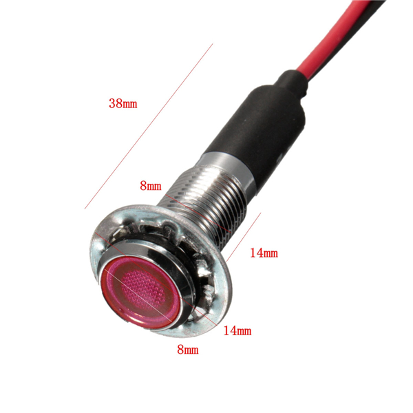 8mm 12V LED Dash Panel Indicator Warning Signal Light Lamp 5 Colors