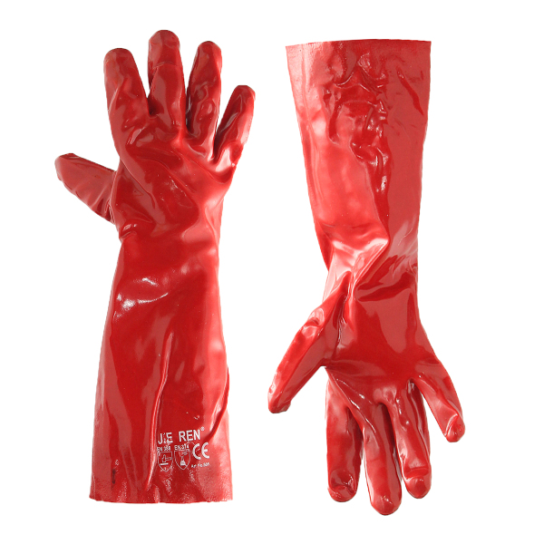 

Работа ПВХ Перчатки Кислота щелочная устойчивость Масло Промышленная химическая обработка Рукавицы безопасности Красный