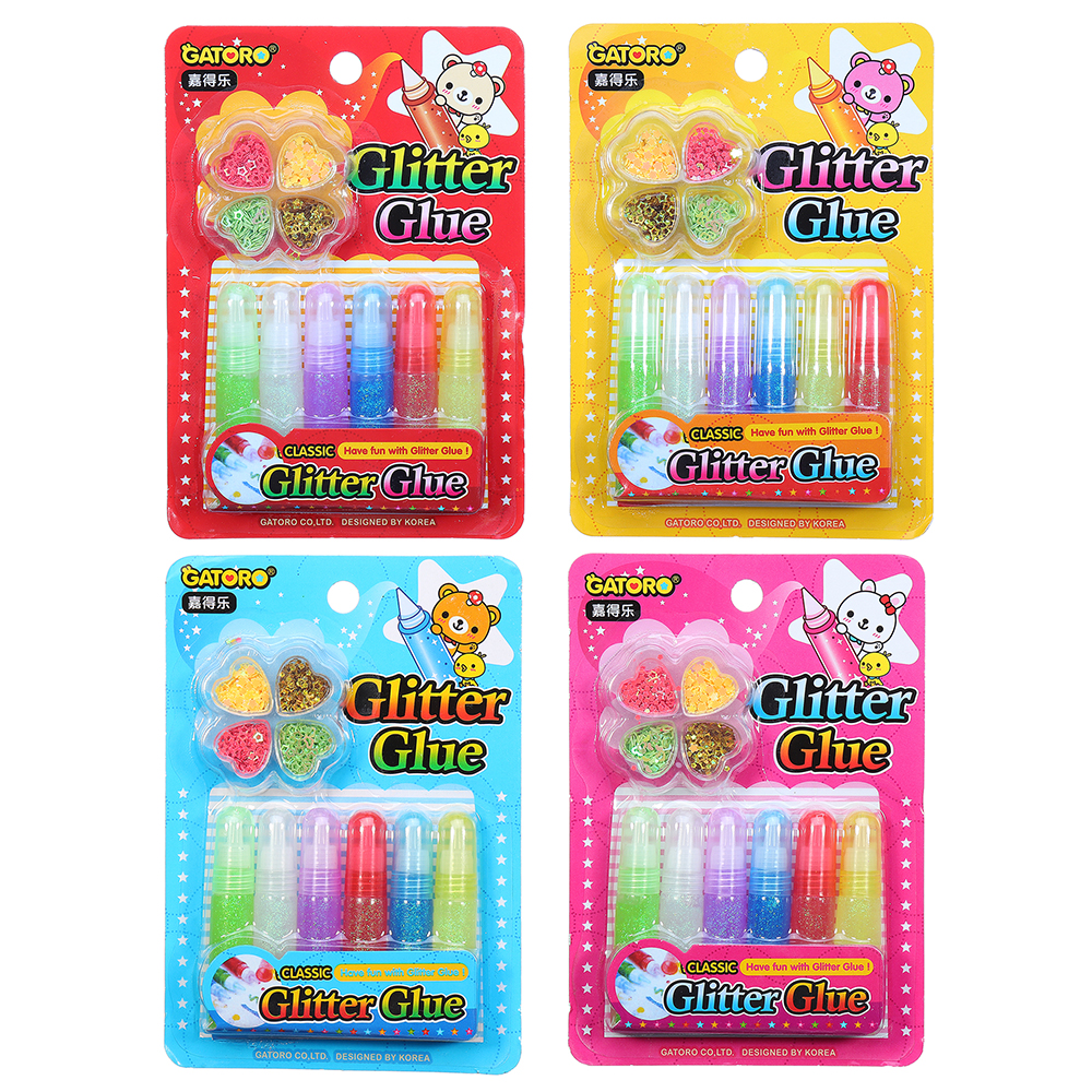 6PCS DIY Slime Jelly Glitter Glue Pen Painting Kit Gift Collection Packaging