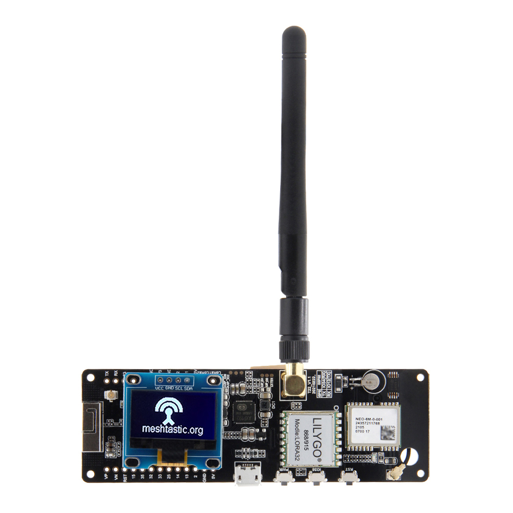 LILYGO® TTGO Meshtastic T-Beam V1.1 ESP32 433/915/923Mhz WiFi Bluetooth ESP32 GPS NEO-6M SMA 18650 Battery Holder With OLED