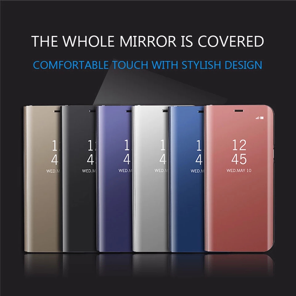 Bakeey for POCO M3 Case Foldable Flip Plating Mirror Window View Shockproof Full Cover Protective Case
