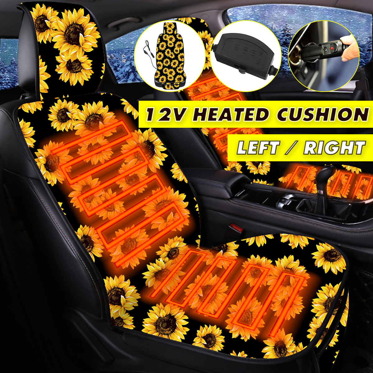 Universal 12V Car Heated Seat Chair Cushion Seat Cover Heating Heater Car Auto
