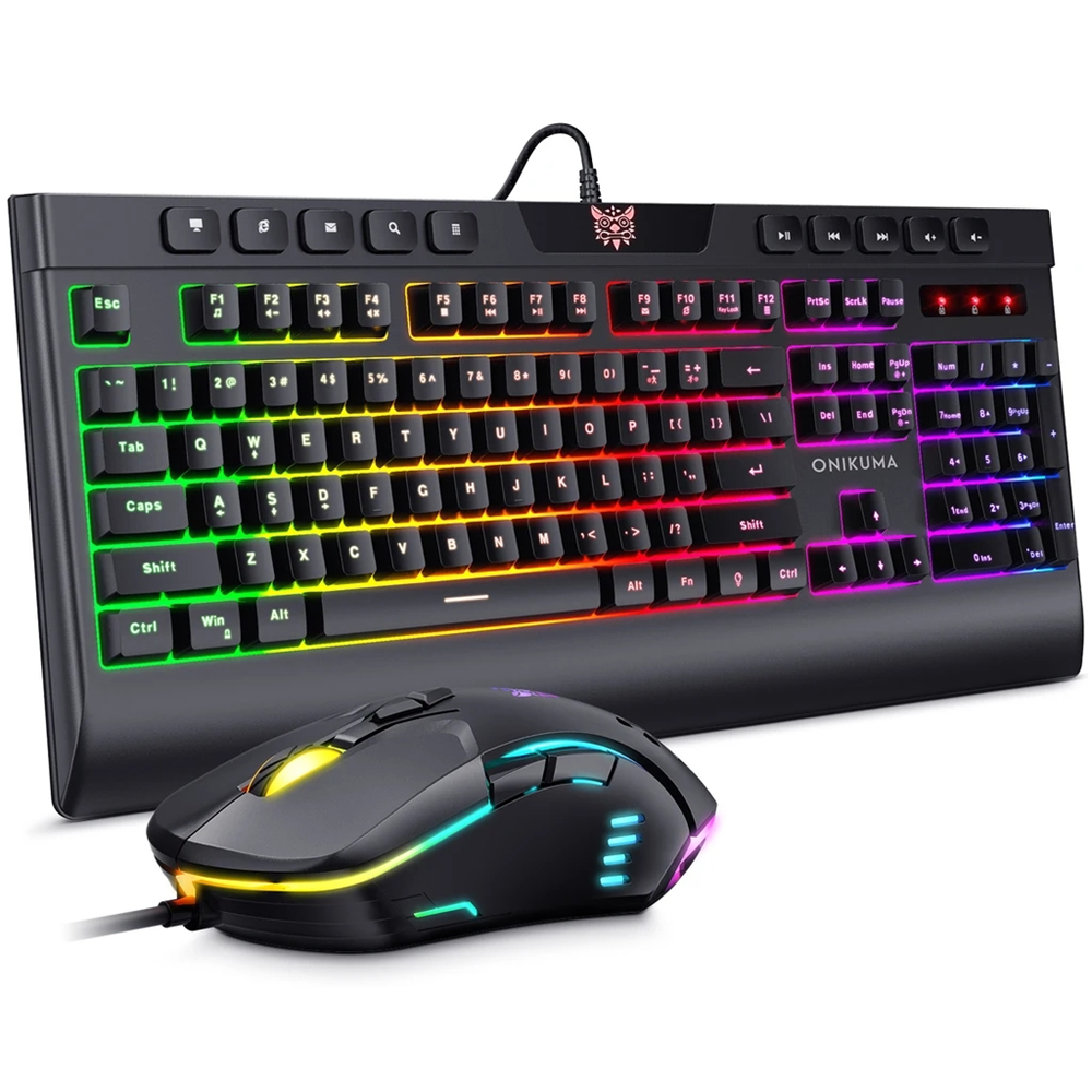ONIKUMA G21 + CW902 Gaming Keyboard & Mouse Set Wired RGB 6400DPI Mouse Mechanical Keyboard Set for PC Laptop Gamers