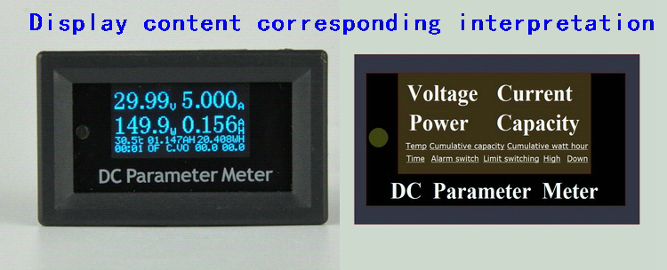 BY62 DC 0-500V 4 Bit Voltage Current Capacity Power Temp Meter OLED Multifunction DC Electric Parameter Tester