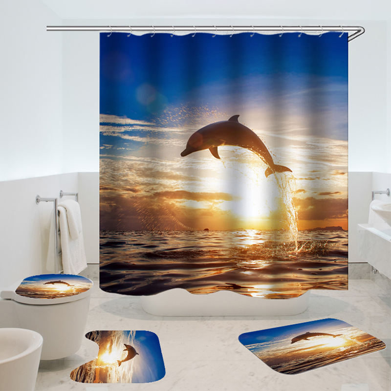 Dolphin Pattern Shower Curtain, Dolphin Shower Curtain Sets