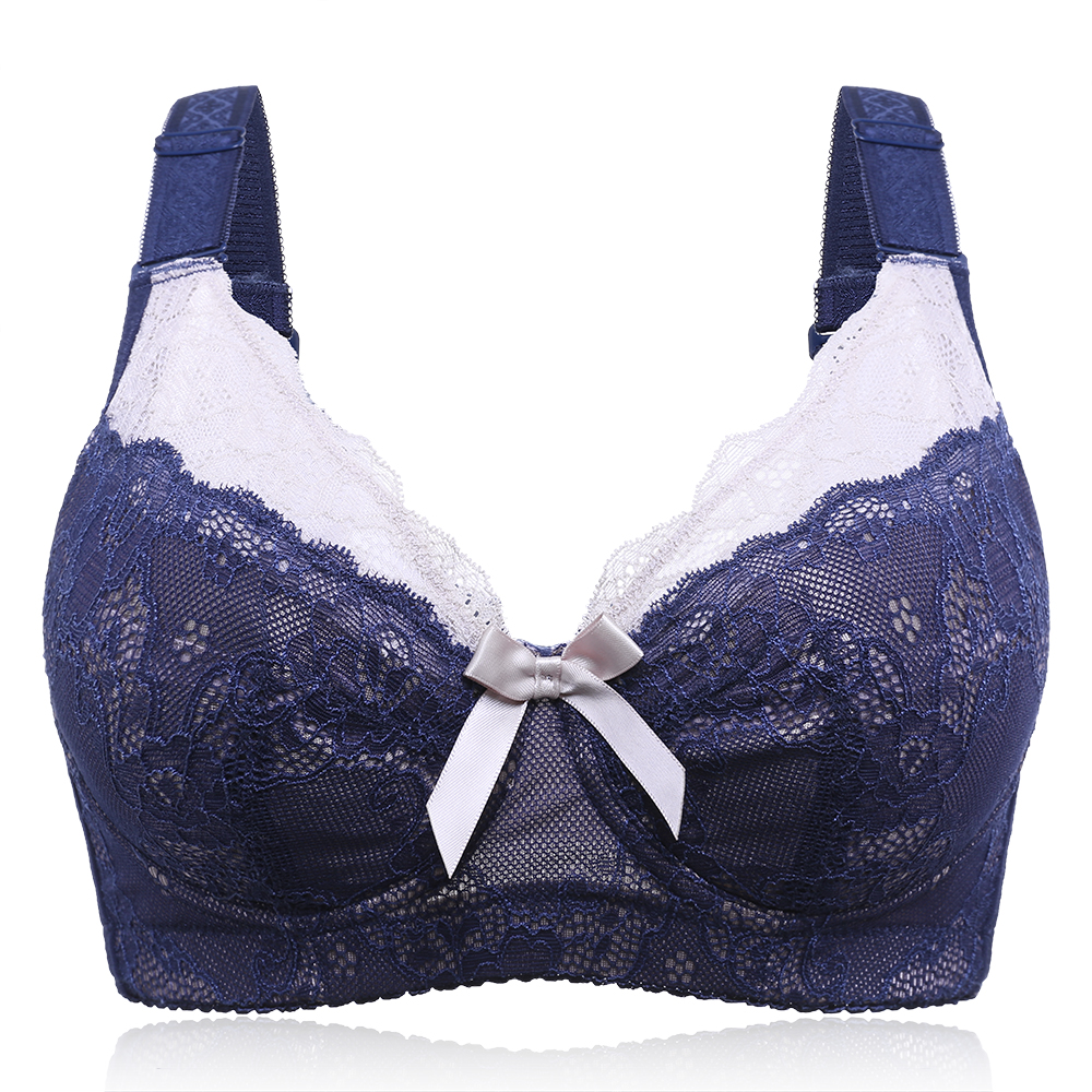 Banggood Plus Size Underwire Soft Cotton Push Up Plunge Lace Adjusted Bra For Women